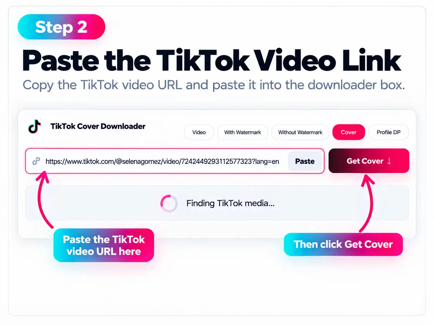 Step 2: Paste the TikTok Video Link using ClipToDown TikTok thumbnail downloader