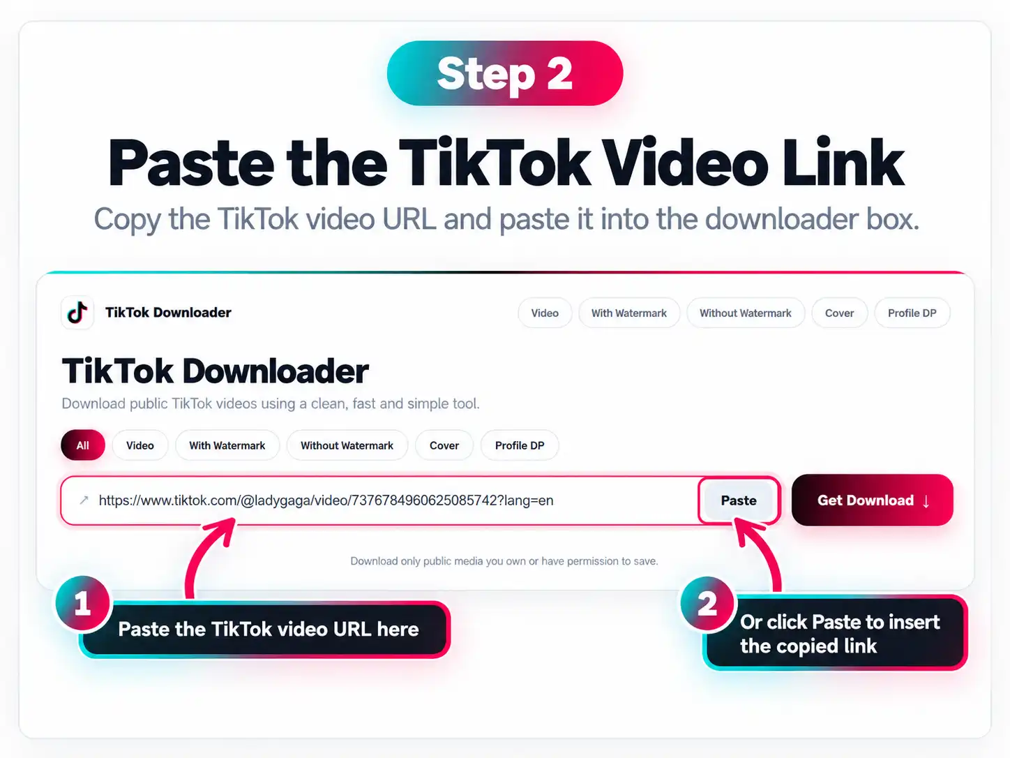ClipToDown TikTok downloader - step 2