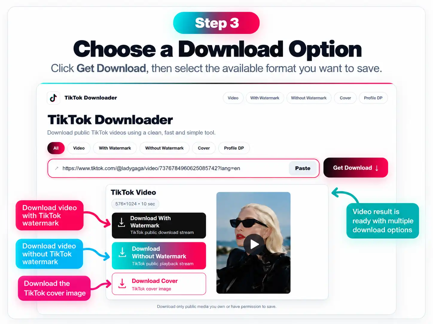 ClipToDown TikTok downloader - step 3